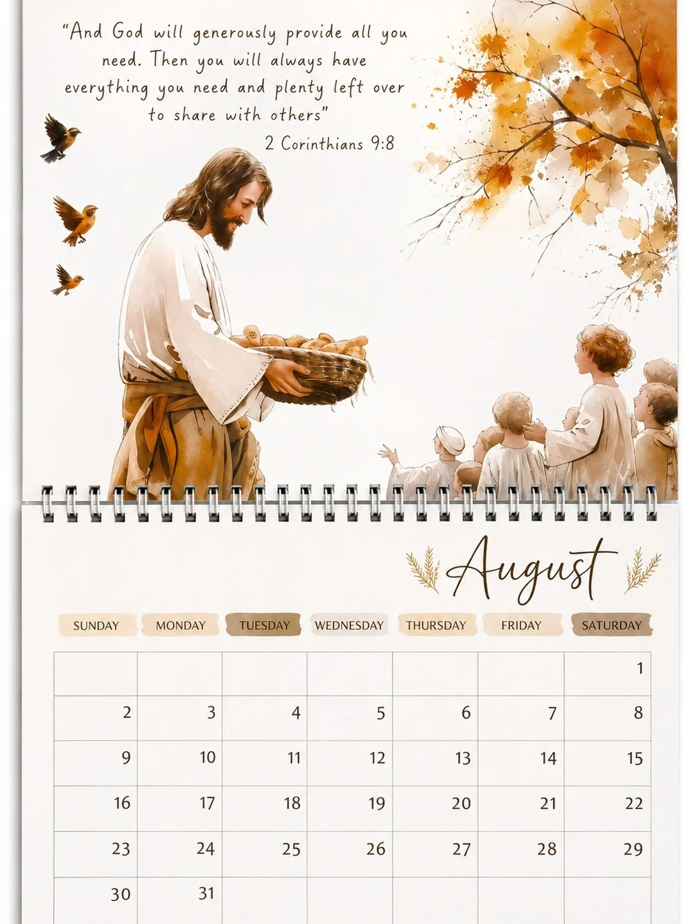 Christian 2026 Wall Calendar Walking With God Through All Seasons Jesus